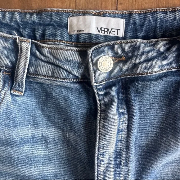 Vervet High Rise 90s Vintage Flare Jean Split Hem Stretch Jeans Size 32 - Picture 7 of 8